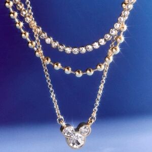BAUBLEBAR Disney Mickey Mouse Layered Necklace - Gold/Pavé BRAND NEW